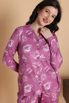 Zivame Knit Poly Pyjama Set - Red Violet — thumbnail 5